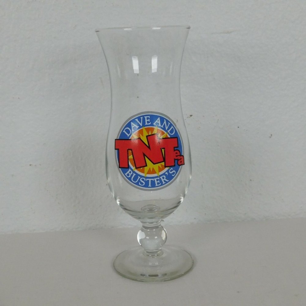 Dave and Buster's Restaurant TNTea Hurricane Glass Stemware 8 1/4" tall 3" wide